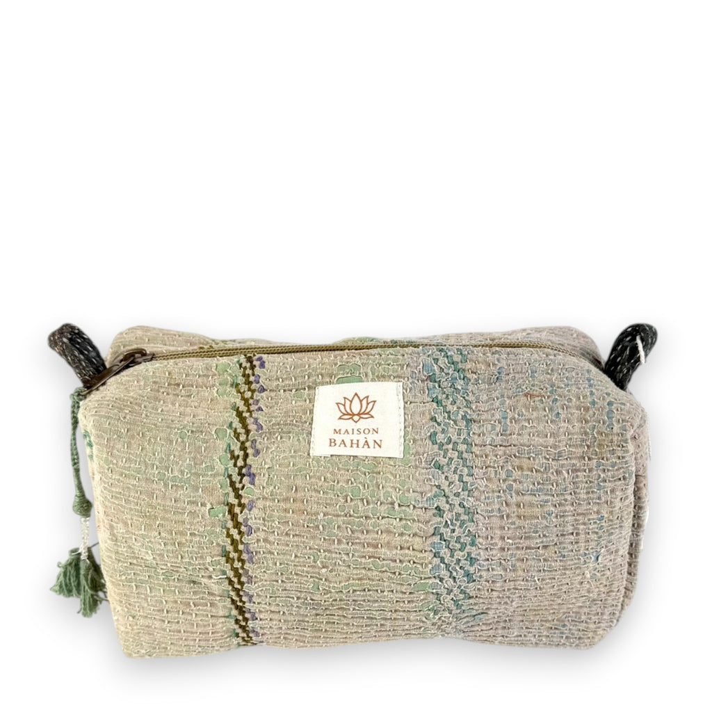 Trousse toilette maquillage Kantha Bagru en coton artisanal vintage accessoire yoga bohème femme Maison Bahan