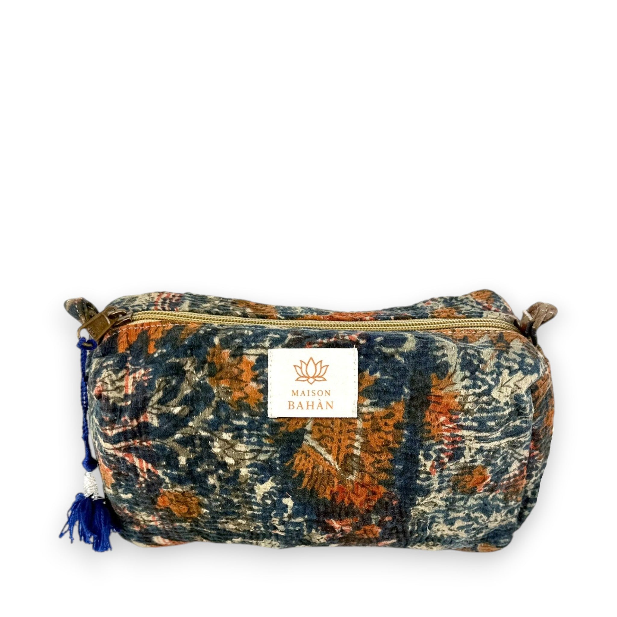 Trousse toilette maquillage Kantha Bagru en coton artisanal vintage accessoire yoga bohème femme Maison Bahan