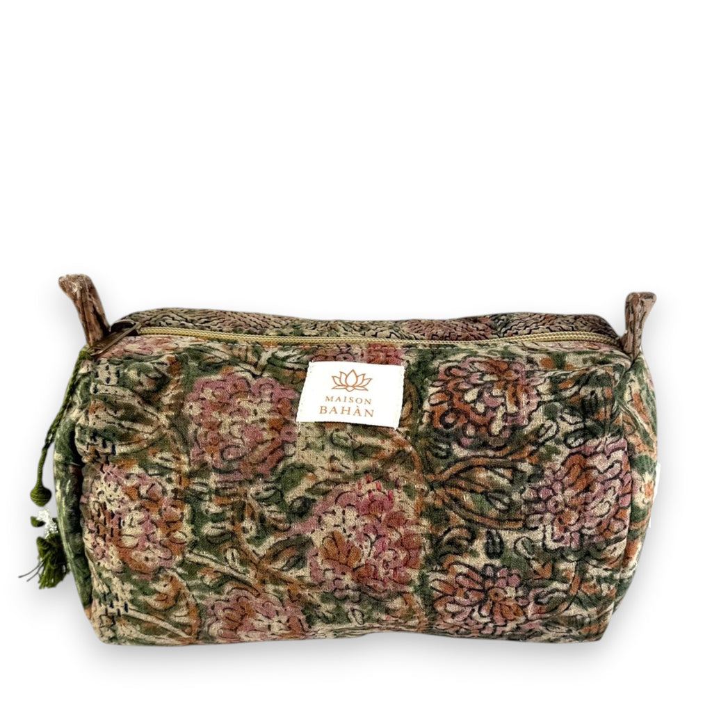 Trousse toilette maquillage Kantha Bagru en coton artisanal vintage accessoire yoga bohème femme Maison Bahan