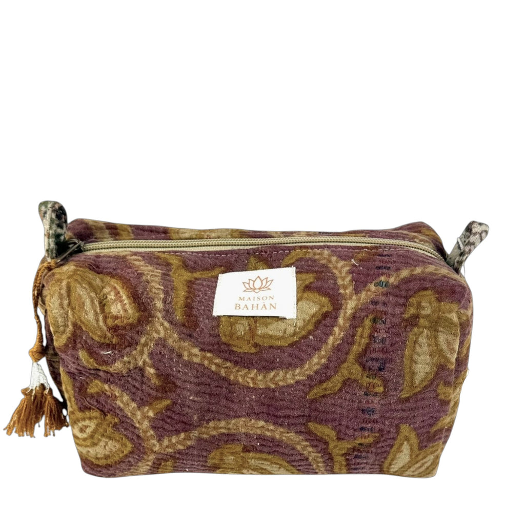 Trousse toilette maquillage Kantha Bagru en coton artisanal vintage accessoire yoga bohème femme Maison Bahan