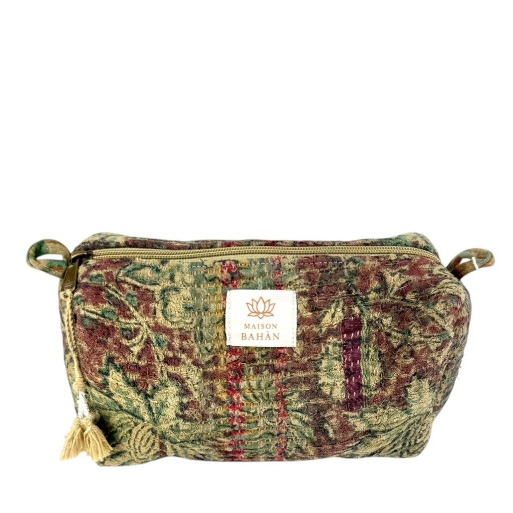 Trousse toilette maquillage Kantha Bagru en coton artisanal vintage accessoire yoga bohème femme Maison Bahan