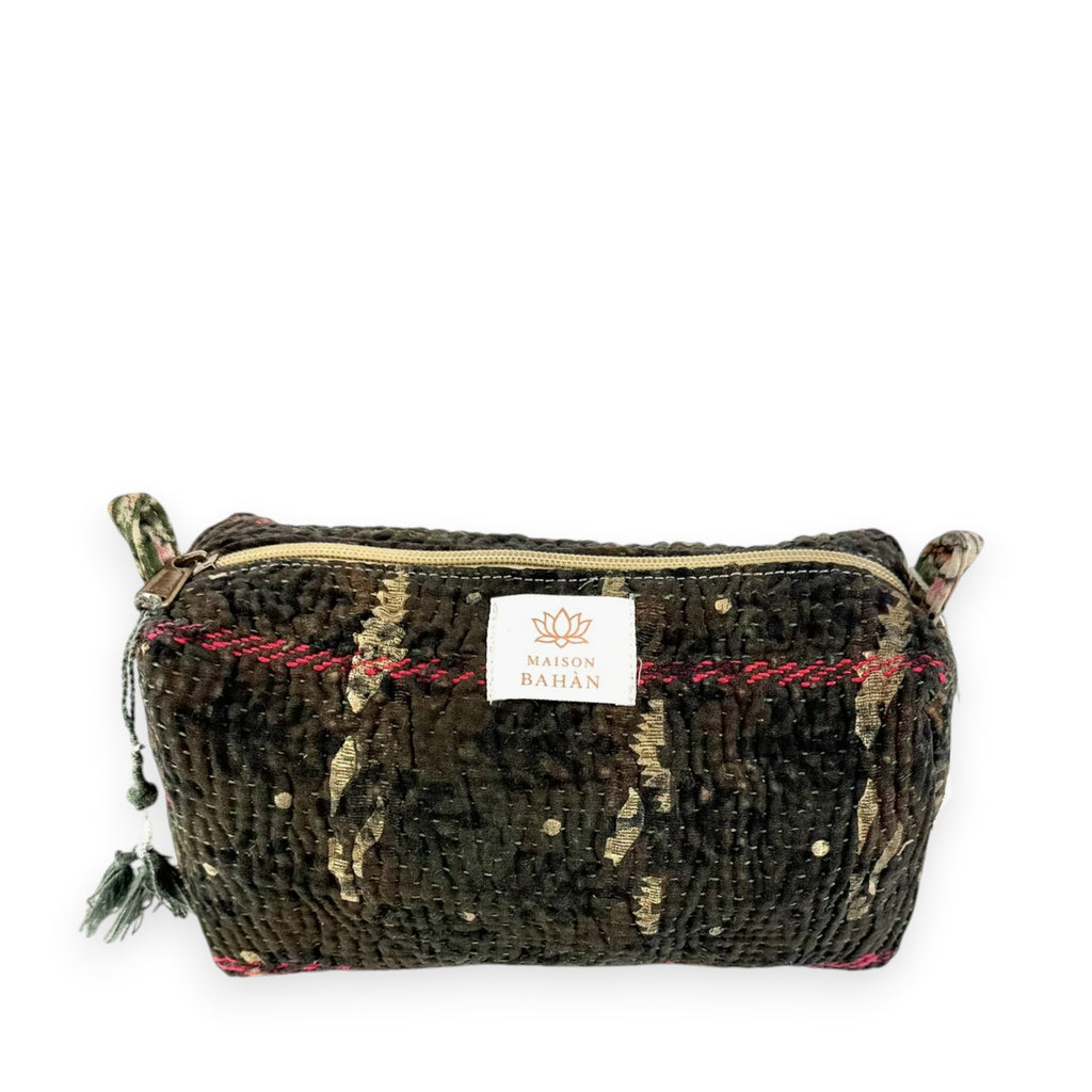 Trousse toilette maquillage Kantha Bagru en coton artisanal vintage accessoire yoga bohème femme Maison Bahan