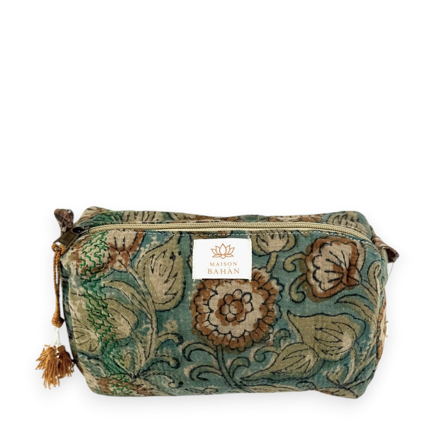 Trousse toilette maquillage Kantha Bagru en coton artisanal vintage accessoire yoga bohème femme Maison Bahan